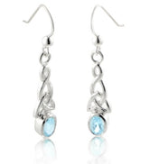 Celtic Trinity Knot and Genuine Blue Topaz Hook Earrings